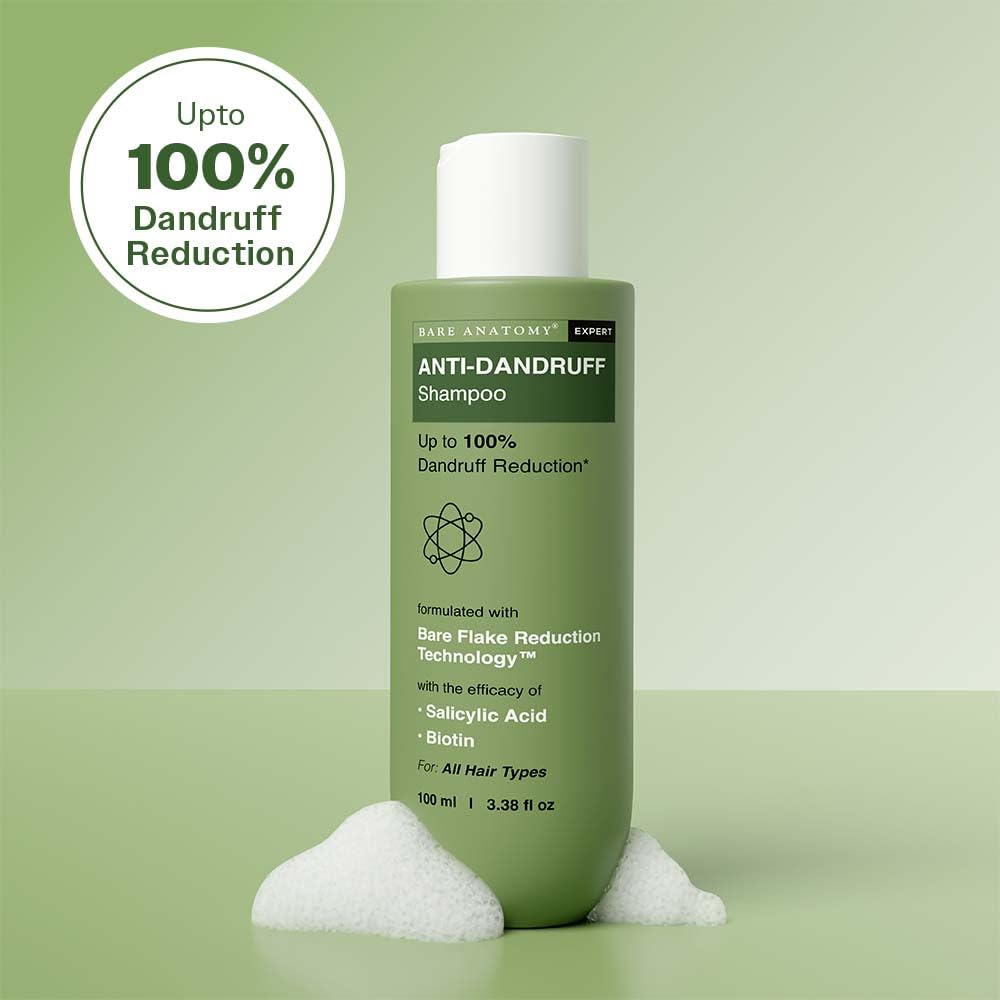 Bare Anatomy Anti-Dandruff Shampoo | Up To 100% Dandruff Reduction | ZPTO-Free | pH 5.3 | Salicylic Acid, Piroctone Olamine & Biotin | Non-Drying Formula | For Strong, Smooth Hair | Unisex | 100 ml - Image 3