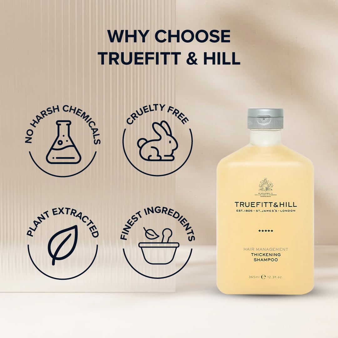 Truefitt & Hill Hair Thickening Shampoo For Men | Anti Hair loss Sulphate free Shampoo | Volumizing Thinning Hair (365 ml) - Image 6