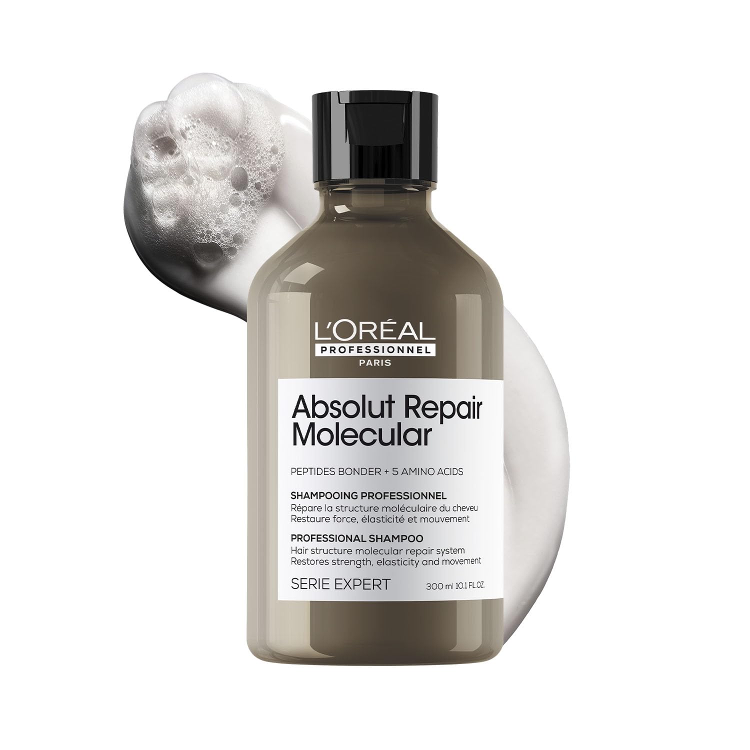 L'Oréal Professionnel Paris Absolut Repair Molecular Sulfate-Free Deep Repairing Shampoo for Damaged Hair | Repair up to 2 years of damage, in one use | 2% peptides bonder, 300ml - Image 2