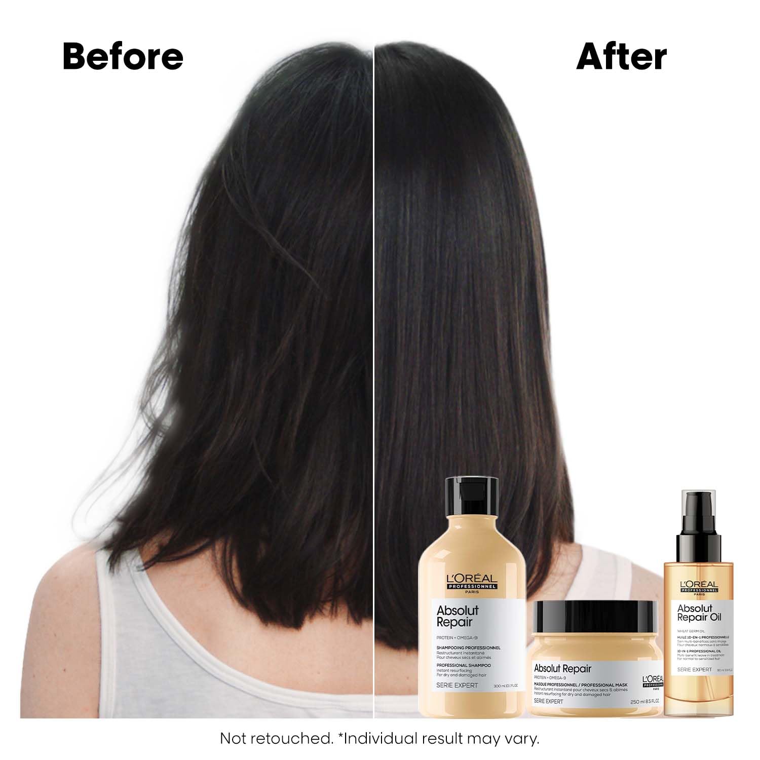 L'Oréal Professionnel Absolut Repair Mask for Dry & Damaged Hair | Professional mask for Strengthening and Repairing Hair, 13x resistance to hair damage | With Protein & Omega-9 For Men & Women, 250ml - Image 4