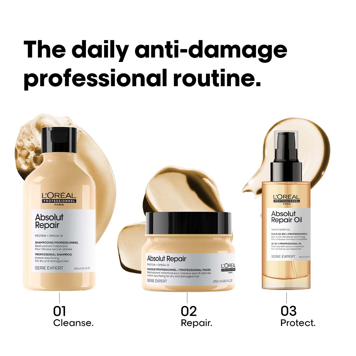 L'Oréal Professionnel Absolut Repair Mask for Dry & Damaged Hair | Professional mask for Strengthening and Repairing Hair, 13x resistance to hair damage | With Protein & Omega-9 For Men & Women, 250ml - Image 7