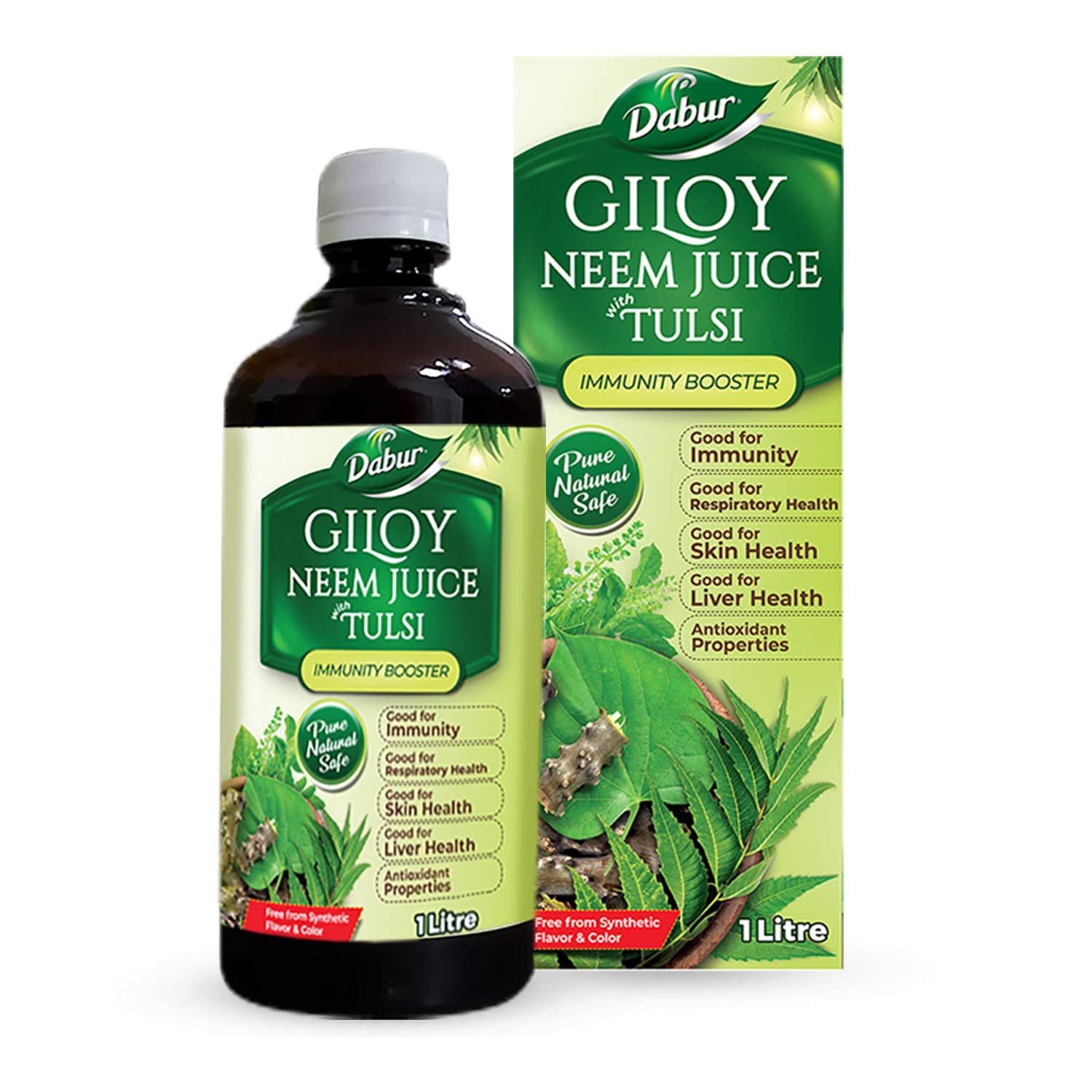 Dabur Giloy Neem Tulsi Juice: Benefit of 3-in-1 Immunity Boosters with the power of Giloy, Neem and Tulsi|Pure, Natural and 100% Ayurvedic Juice -1L - Image 2